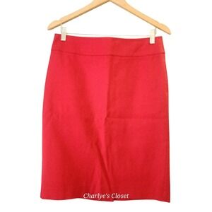 Ann Taylor Polished Cotton Red Pencil Skirt 6 Professional Career Preppy Classic